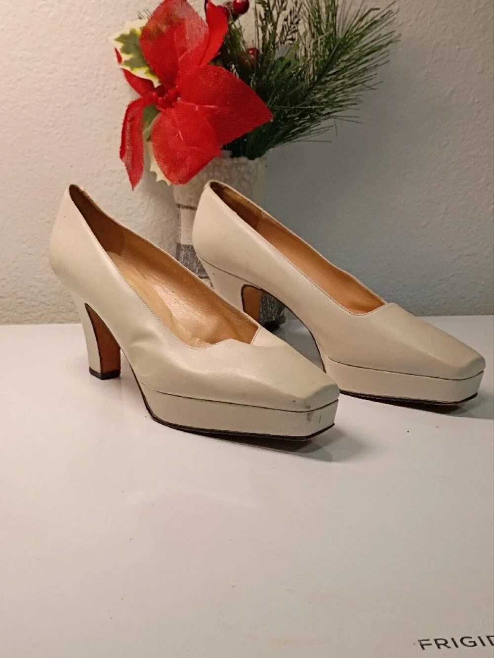 Sacha London Cream Platform Pumps